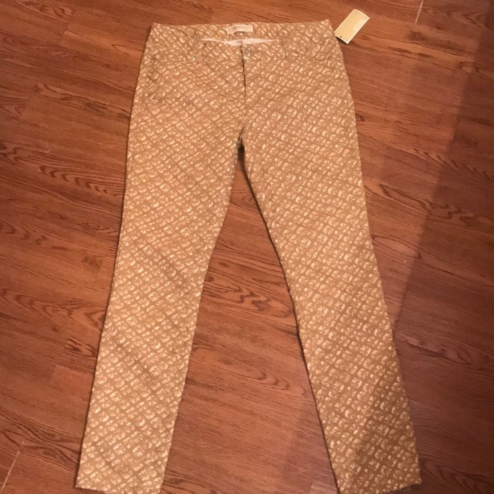 🆕 Michael Kors Tan Print Skinny Leg Jeans 8